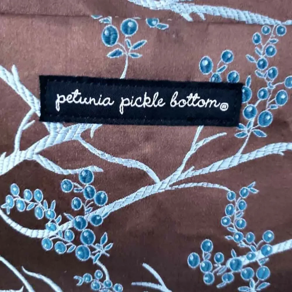 Petunia Pickle Bottom City Carry All Bag Diaper Bag Blue Brown with Changing Pad